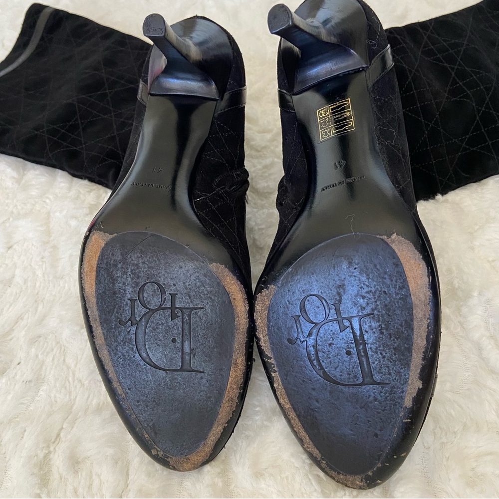 CHRISTIAN DIOR Cannage Quilted Suede Leather Knee-High Boots Stiletto He… - Picture 11 of 16